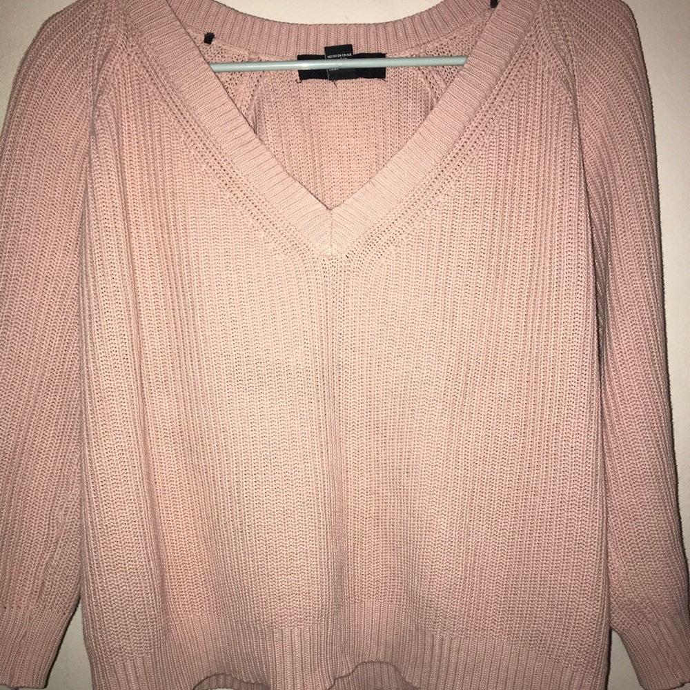 Ribbed dusty pink/pastel knit sweater - Picture 3 of 3